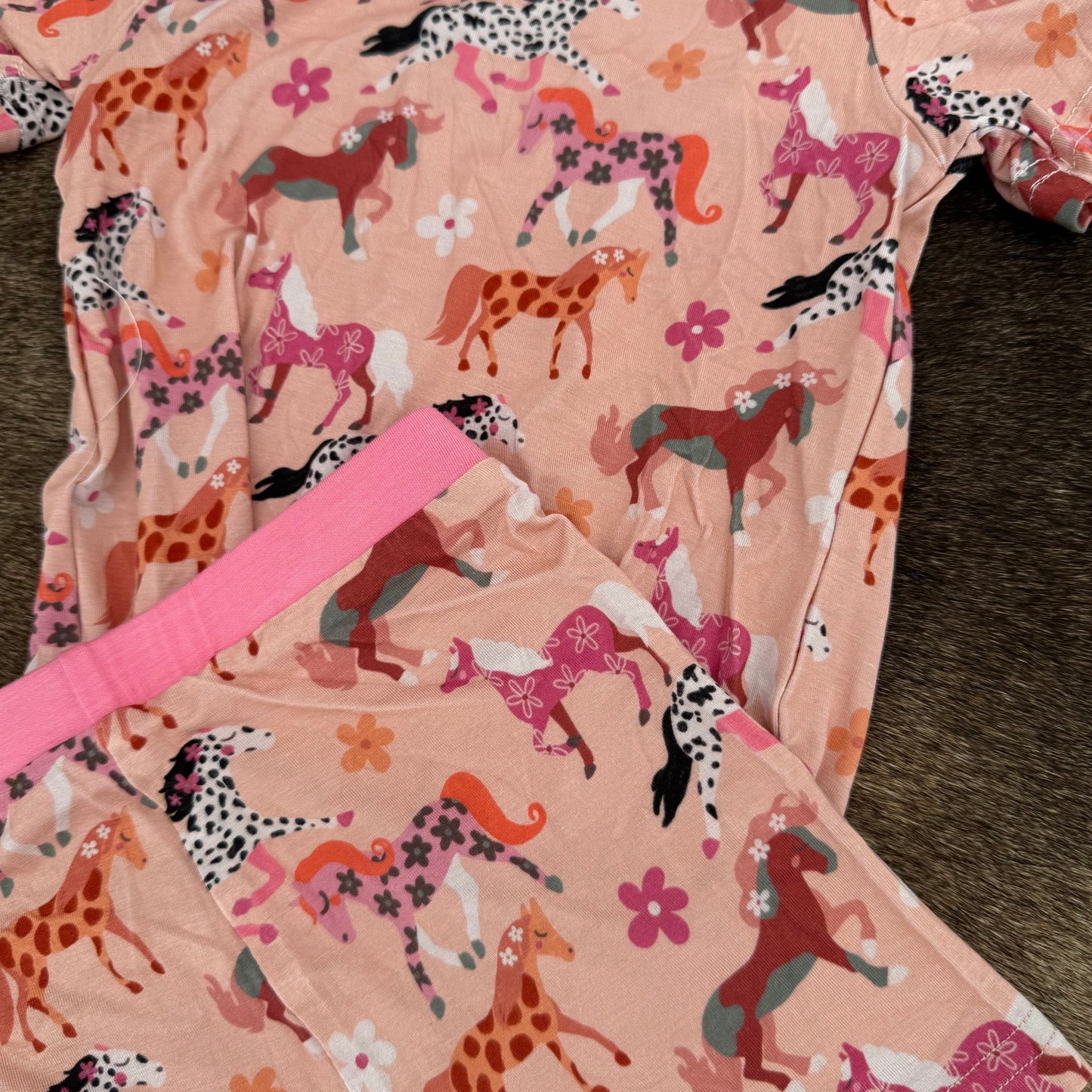 Floral Ponies Bamboo Shorts Set