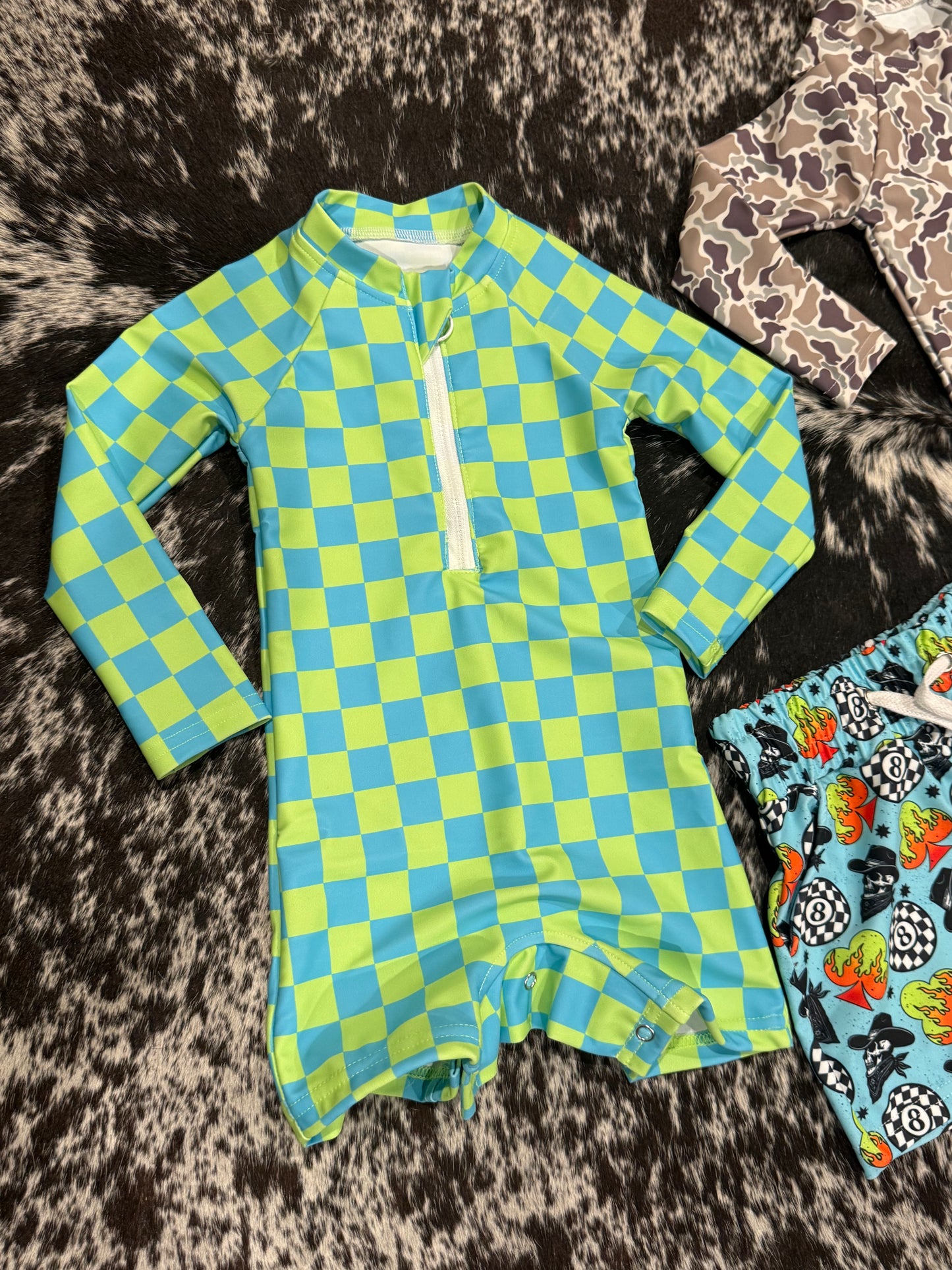 Checkered Rashguard Swim