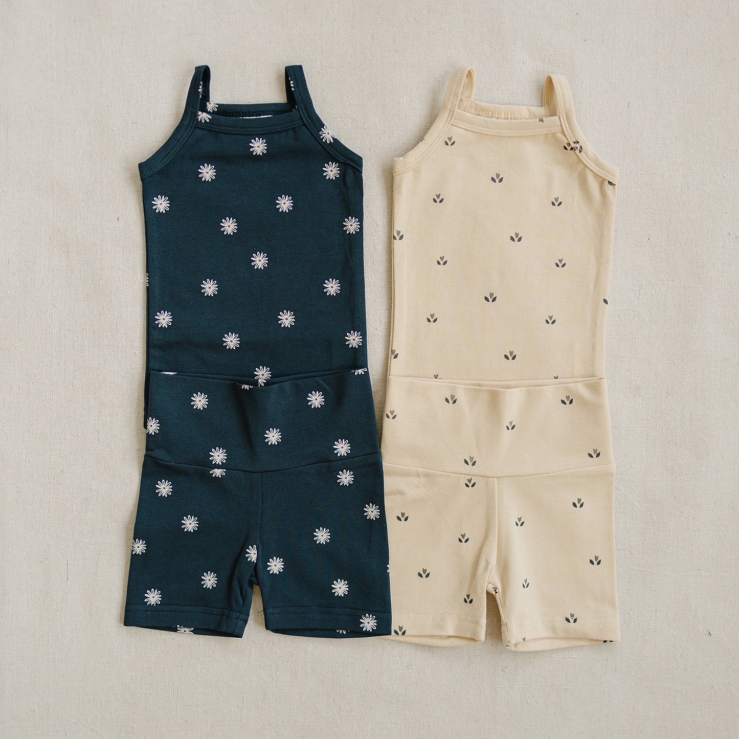 Cream Tulips Tank & Biker Short Set