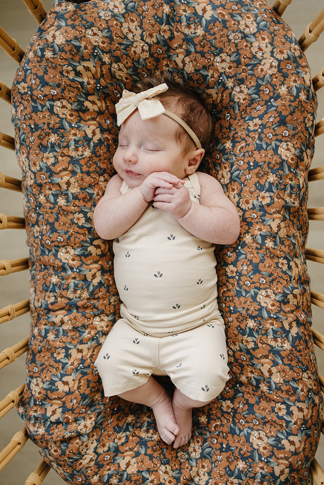Cream Tulips Tank & Biker Short Set
