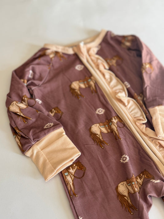 Roan Horse Bamboo Ruffle Romper