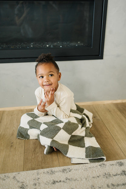 Green Checkered Plush Blanket