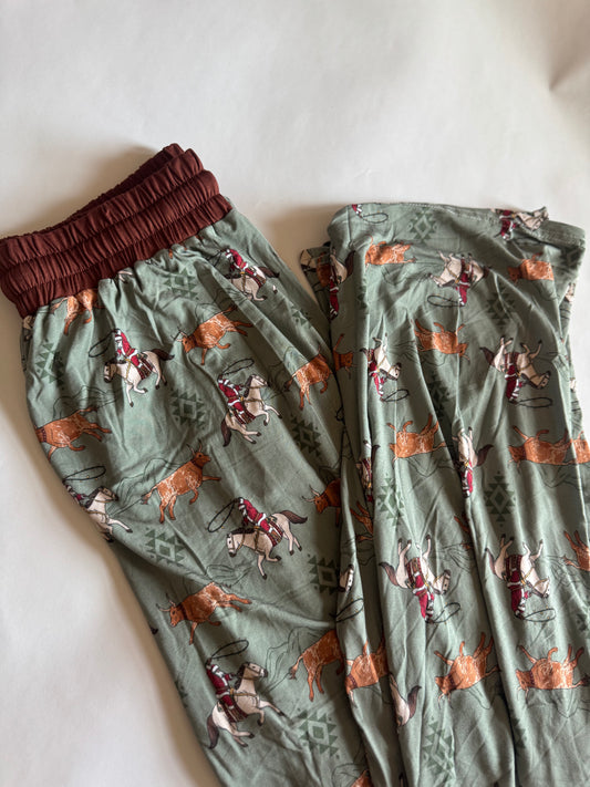 Cowboy Santa Christmas Adult Bamboo Pants