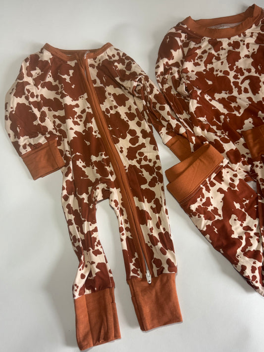 Brown Cowhide Bamboo Romper