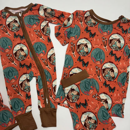 Peach Pony Bamboo Shorts Set