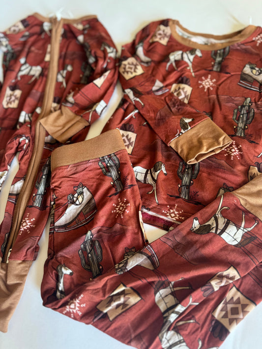 Western Christmas Bamboo Pants Set