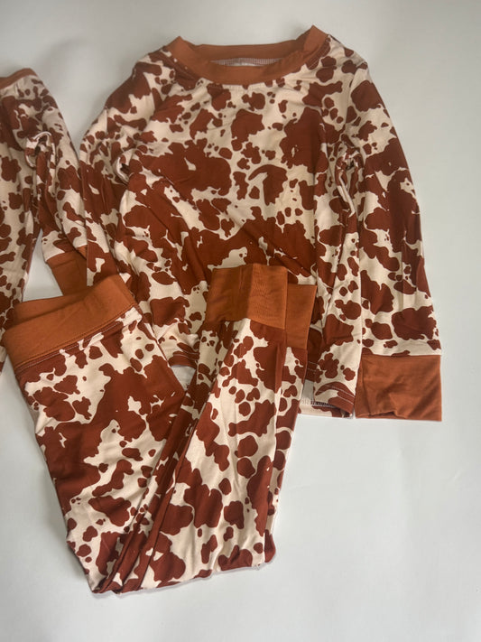 Brown Cowhide Bamboo Pants Set