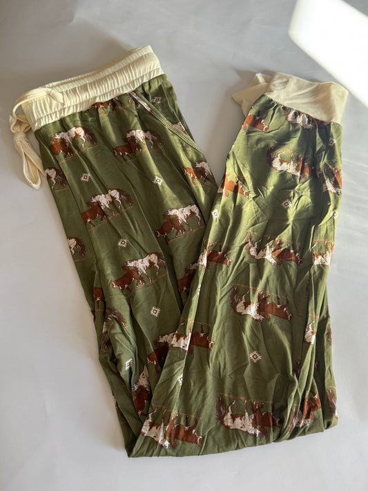 Olive Cowpony Adult Bamboo Joggers