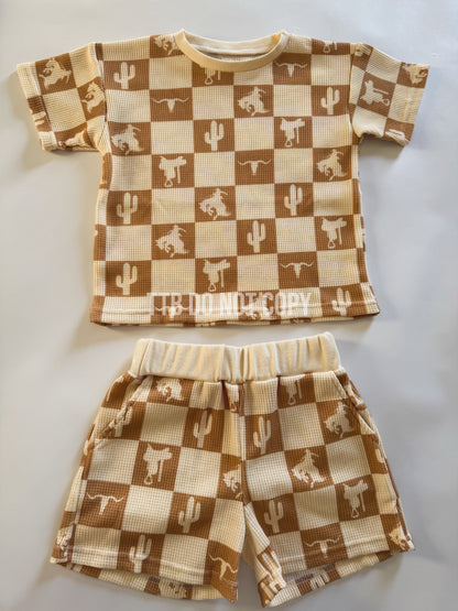 Cowboy Checkers Waffle Knit Sets