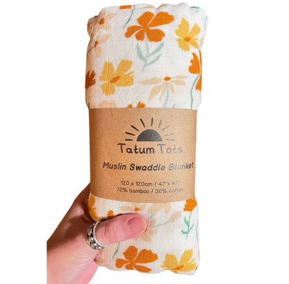 Autumn Blooms Bamboo Muslin Swaddle Blanket