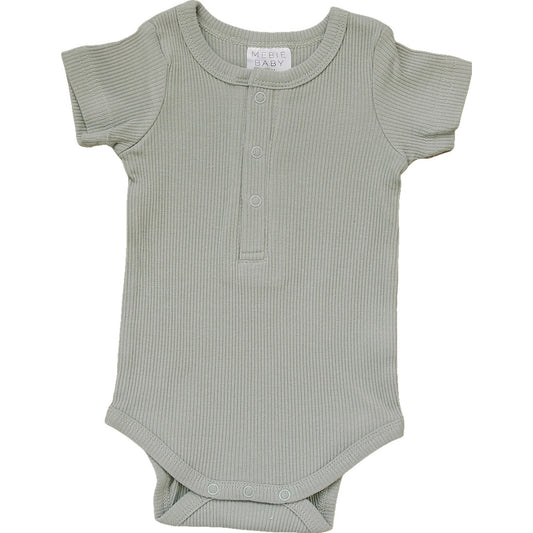 Sage Organic Cotton Ribbed Snap Bodysuit