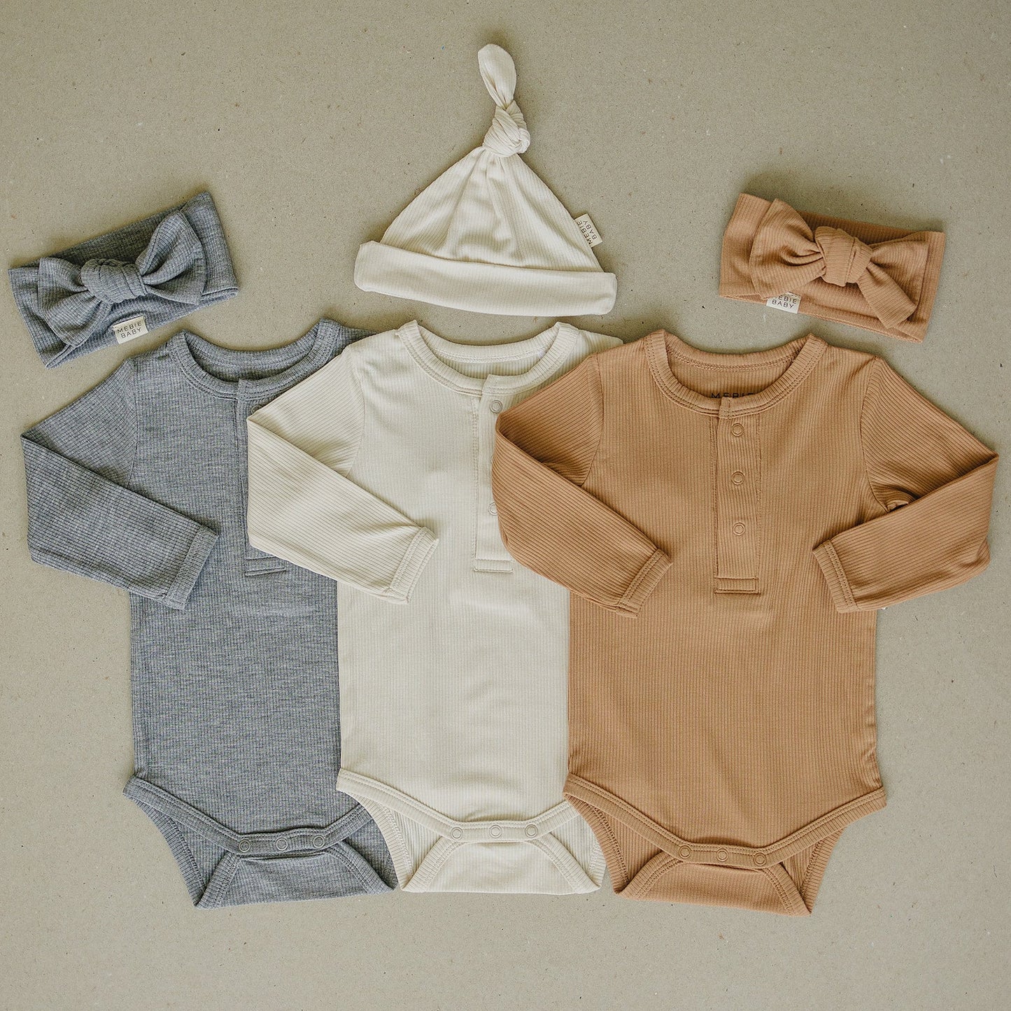 Latte Bamboo Snap Long Sleeve Ribbed Bodysuit